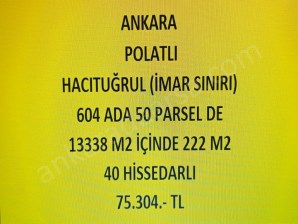 ANKARA POLATLI  HACITUĞRUL DA 222 M2 HİSSELİ TAPULU TARLA 