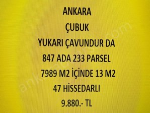 ANKARA ÇUBUK YUKARI ÇAVUNDUR DA 13 M2 HİSSELİ TAPULU TARLA
