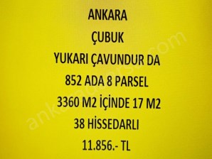 ANKARA ÇUBUK YUKARI ÇAVUNDUR DA 17 M2 HİSSELİ TAPULU TARLA