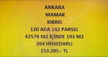 ANKARA MAMAK KIBRISDA 193 m2 HİSSELİ TAPULU TARLA