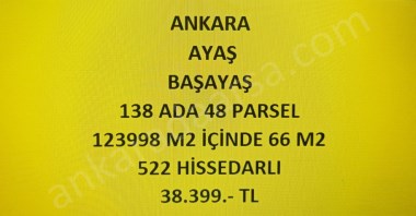 ANKARA AYAŞ BAŞAYAŞ DA 66 M2 HİSSELİ TAPULU TARLA