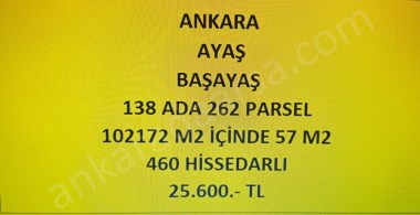 ANKARA AYAŞ BAŞAYAŞ DA 57 M2 HİSSELİ TAPULU TARLA
