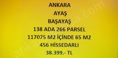 ANKARA AYAŞ BAŞAYAŞ DA 65 M2 HİSSELİ TAPULU TARLA