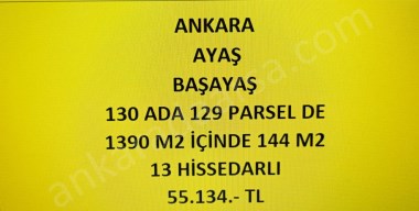 ANKARA AYAŞ BAŞAYAŞ DA 144 M2 HİSSELİ TAPULU TARLA