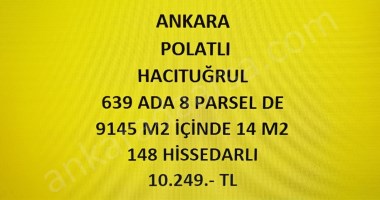 ANKARA POLATLI  HACITUĞRUL DA 14 M2 HİSSELİ TAPULU TARLA