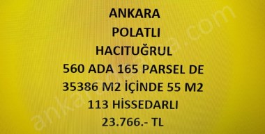 ANKARA POLATLI  HACITUĞRUL DA 55 M2 HİSSELİ TAPULU TARLA