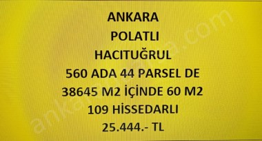 ANKARA POLATLI  HACITUĞRUL DA 60 M2 HİSSELİ TAPULU TARLA