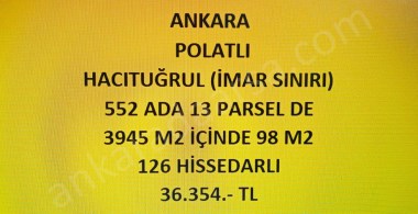 ANKARA POLATLI  HACITUĞRUL DA 98 M2 HİSSELİ TAPULU TARLA
