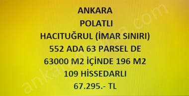 ANKARA POLATLI  HACITUĞRUL DA 196 M2 HİSSELİ TAPULU TARLA 