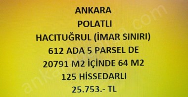 ANKARA POLATLI  HACITUĞRUL DA 64 M2 HİSSELİ TAPULU TARLA 