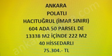 ANKARA POLATLI  HACITUĞRUL DA 222 M2 HİSSELİ TAPULU TARLA 