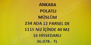 ANKARA POLATLI MÜSLÜM DE 40 M2 HİSSELİ TAPULU TARLA