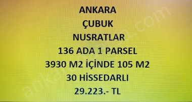 ANKARA ÇUBUK NUSRATLAR DA 105 M2 HİSSELİ TAPULU TARLA