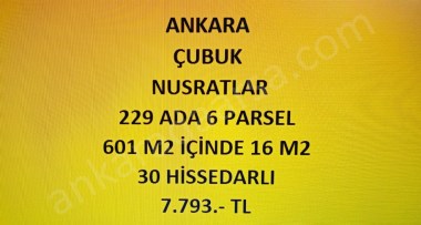 ANKARA ÇUBUK NUSRATLAR DA 16 M2 HİSSELİ TAPULU BAĞ