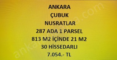 ANKARA ÇUBUK NUSRATLAR DA 21 M2 HİSSELİ TAPULU TARLA