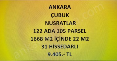 ANKARA ÇUBUK NUSRATLAR DA 22 M2 HİSSELİ TAPULU TARLA