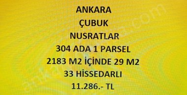 ANKARA ÇUBUK NUSRATLAR DA 29 M2 HİSSELİ TAPULU ÇAYIR