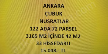 ANKARA ÇUBUK NUSRATLAR DA 42 M2 HİSSELİ TAPULU ÇAYIR