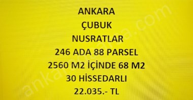 ANKARA ÇUBUK NUSRATLAR DA 68 M2 HİSSELİ TAPULU TARLA