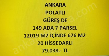 ANKARA POLATLI GÜREŞ DE HİSSELİ TAPULU 676 M2 TARLA