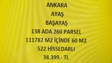 ANKARA AYAŞ BAŞAYAŞ DA 60 M2 HİSSELİ TAPULU TARLA