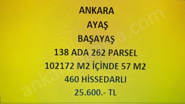 ANKARA AYAŞ BAŞAYAŞ DA 57 M2 HİSSELİ TAPULU TARLA