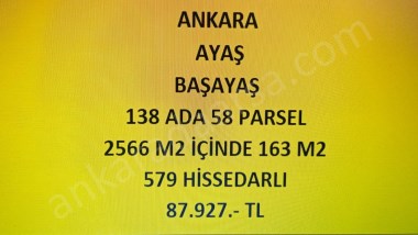 ANKARA AYAŞ BAŞAYAŞ DA 163 M2 HİSSELİ TAPULU TARLA