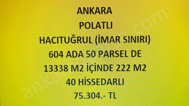ANKARA POLATLI  HACITUĞRUL DA 222 M2 HİSSELİ TAPULU TARLA 