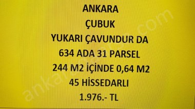 ANKARA ÇUBUK YUKARI ÇAVUNDUR DA 0,64 M2 HİSSELİ TAPULU TARLA