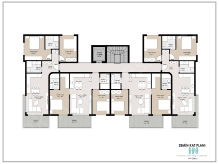 Oba bölgesinde yapım aşamasında olan birinci sınıf kompleks, daireler 95 236 m2.