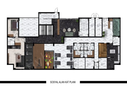 Oba bölgesinde yapım aşamasında olan birinci sınıf kompleks, daireler 95 236 m2.