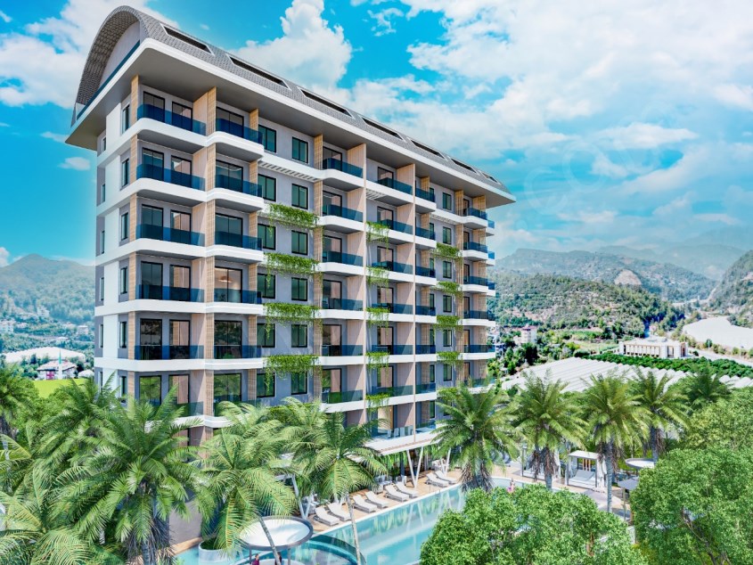 Oba bölgesinde yapım aşamasında olan birinci sınıf kompleks, daireler 95 236 m2.