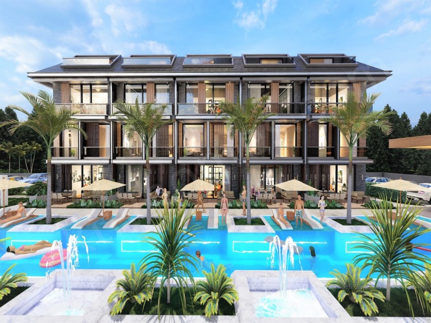 Инвестиционный проект на этапе планирования, в резиденции в центре Алании, в 580м от пляжа Клеопатры