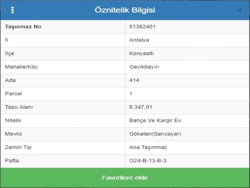 GEYİKBAYIRI SİNAN DEĞİRMENİNDE VİLLALAR YANI TEKTAPU KÖŞE PARSEL