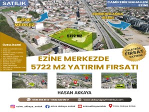 EZİNE MERKEZDE SATILIK VE İMARLI 5722 M2 ARAZİ