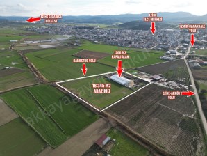 EZİNEDE 1200 M2 KAPALI DEPOLU 18.345 M2 ARAZİ