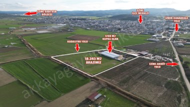 EZİNEDE 1200 M2 KAPALI DEPOLU 18.345 M2 ARAZİ