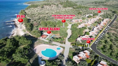 APOLLON TAŞ EVLERİ SİTESİNDE SATILIK HAVUZLU VE EŞYALI YAZLIK