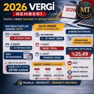 2026 Mali Yılı Gayrimenkul Vergi Rehberi ve Sektörel Analiz, 2026 Yılı Vergi Takvimi