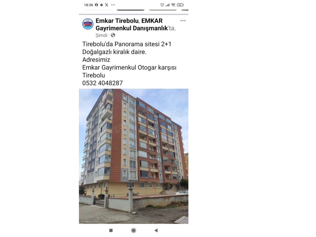 TİREBOLUDA 2+1 DOĞALGAZLI OTOPARKLI KİRALIK SİTE DAİRE 