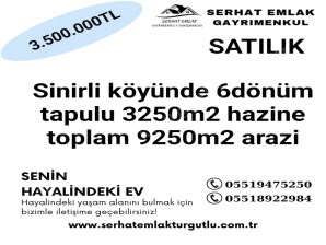 Turgutlu satılık sinirli köyünde 9250m2 arazi
