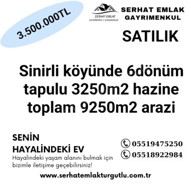 Turgutlu satılık sinirli köyünde 9250m2 arazi