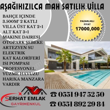 KEMALPAŞA SATILIK AŞAĞIKIZILCA MAH 3.500M2 BAHÇE İÇİNDE 2 KATLI HAVUZLU VİLLA 