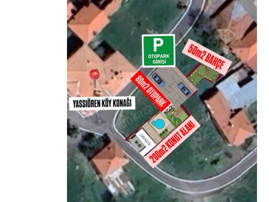 K.KAZAN GYODAN YASSIÖREN MAH. MERKEZE 3 KM KONAĞA CEPHE ARSA