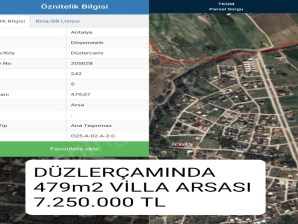 ANTALYA DÖŞEMEALTI DÜZLERÇAMI  SATILIK VİLLA ARSASI