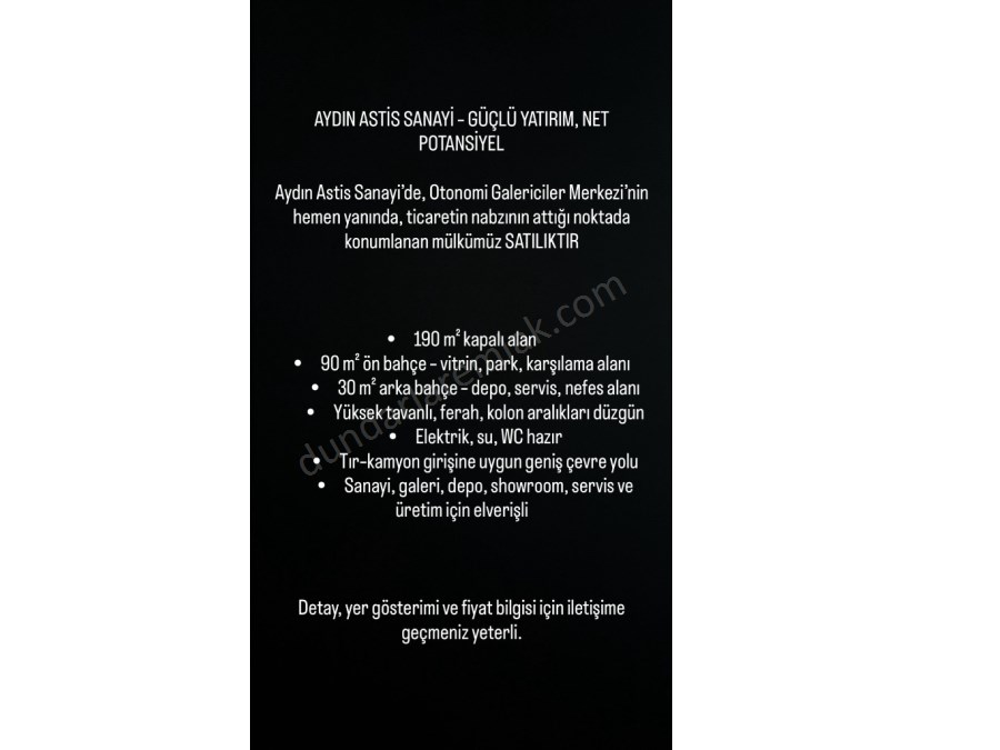 SATILIK Astim OSB 330 m2 kapalı dükkan