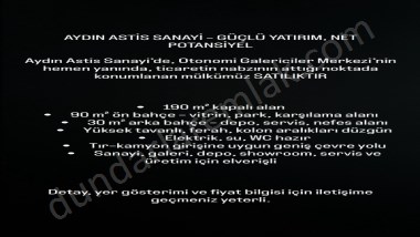 SATILIK Astim OSB 330 m2 kapalı dükkan