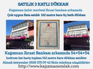Kars Kağızmanda Satılık üç katlı dükkan